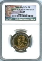2008 South Africa 5 Rand Nelson Mandela 90th