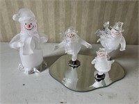 Skating snowmen on mirror