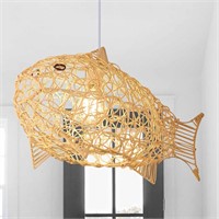 Fish-Shaped Lantern Rattan Woven Pendant