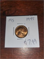 Ms 1945 wheat penny