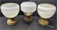 3 Glass Shade Lamp Fixtures Lighting Lot