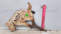 Metal Dog Sign Saying No to Messing on Yard