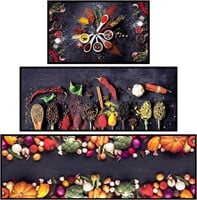 3 Pcs Spice Cooking Kitchen Rugs Artistic Colorful