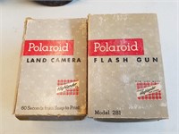 Vintage Polaroid Land Camera & Flash in Boxes
