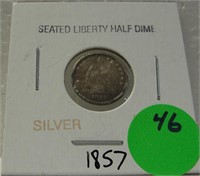 1857 SEATED LIBERTY HALF DIME