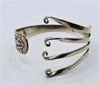 Silver Plated Octopus Inspired Fork Bangle