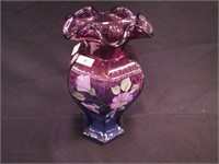 Fenton 9" art glass Mulberry Melon vase