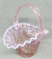 6" Fenton Pink Opalescent Basket