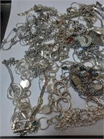 Sivertone Necklace Lot w/ Various Pendants and