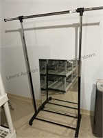Unframed Mirror and clothes rack
