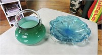 Handmade Art Glass Basket & Candy Dish