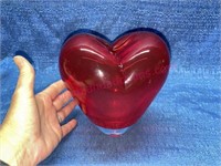 Hand blown art glass heart vase paperweight