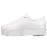 Keds Women's Triple Up Leather Sneaker, White, 6