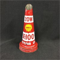 Shell X-100 20 W oil bottle tin top