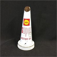 Shell Super oil bottle tin top
