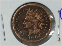 1904 Usa 1 Cent Indian Head Vf+
