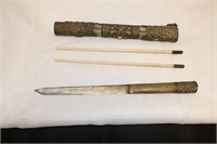 WWII Japan Bone-Handled Chopstick & Knife Set