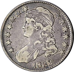 1832 CAPPED BUST HALF DOLLAR - VF