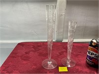 Two vintage crystal Bud vases 8 1/2” tall