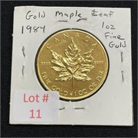 1984 Gold Canadian Maple Leaf (1oz of Fine Gold)