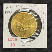 1983 Gold Canadian Maple Leaf (1 oz fine gold)