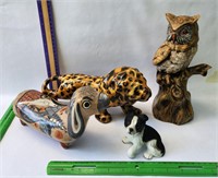 Animal figures- dogs, lion, owl