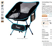 SYOURSELF Portable Folding Camping Chair Table