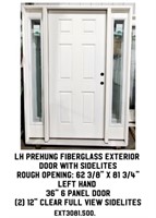 LH Prehung Fiberglass Exterior Door w/ Sidelites