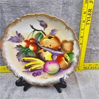 Vintage Plate Porcelain Fruit S. Kuzuya 8" chipped