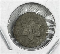 3 Cent Silver Piece, Partial Date