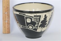 Pottery Bowl with Camper, Car & Truck