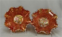 Pair of Embossed Scroll ruffled sauces w/File back