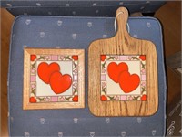 Cutting Board and Trivet - Hearts - by A Rius