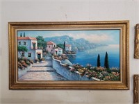 (54" x 30") Artist Signed Italian Coast Painting