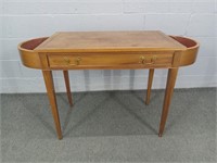 Solid Wood Accent Table W Metal Planters On Ends