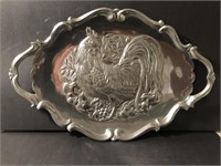 Lenox Rooster Metal Tray - Lg high relief