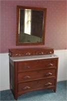 Mirror and Dresser w/ Marble Inlay