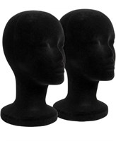 2 Pack Black Foam Mannequin Head, 12 Inch Female