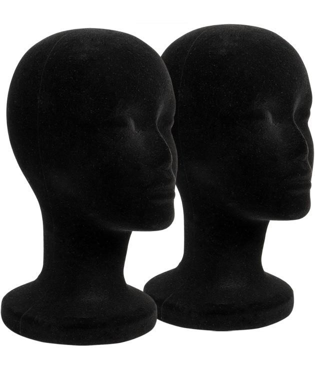 2 Pack Black Foam Mannequin Head