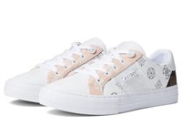 GUESS Women's Loven Sneaker, White/Pink 680, 8.5