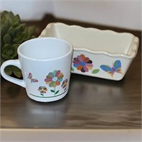 Spring Themed Butterfly Mini Loaf Pan & Mug