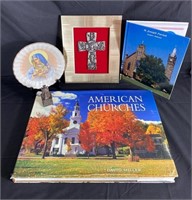 Framed Metal Cross with Scenes from the
