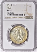 1936-D Texas Centennial Half Dollar NGC MS-68 $11K