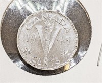 1945 Canadian Steel 5-Cent Coin
