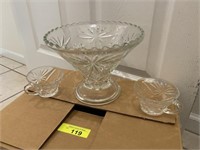 Glass punch bowl with 12 glass cups