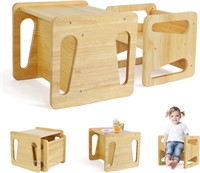 Yonune Wooden Montessori Kids Table & Chair Set