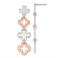 Sterling Silver Flower Dangle Post Earrings