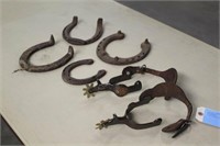 (4) Horse Shoes & (2) Horse Spurs, Approx 6"-8"