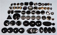 (60) Art Deco Period Jet Glass Buttons