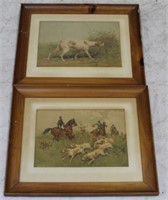 Pair Hunt Scene Prints - 13 1/2" x 16 1/2"